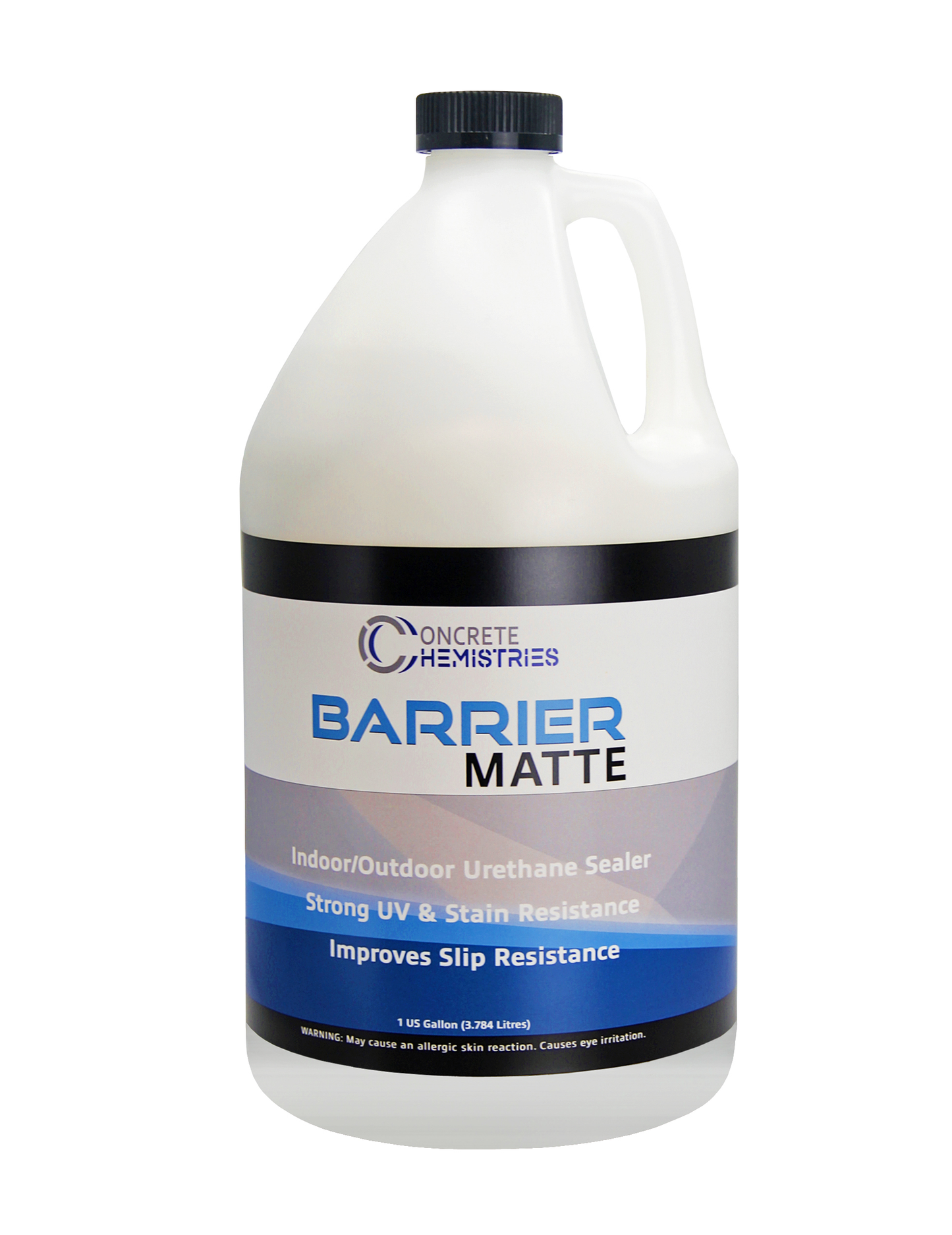 Gallon bottle of Concrete Chemistries Barrier Matte sealer