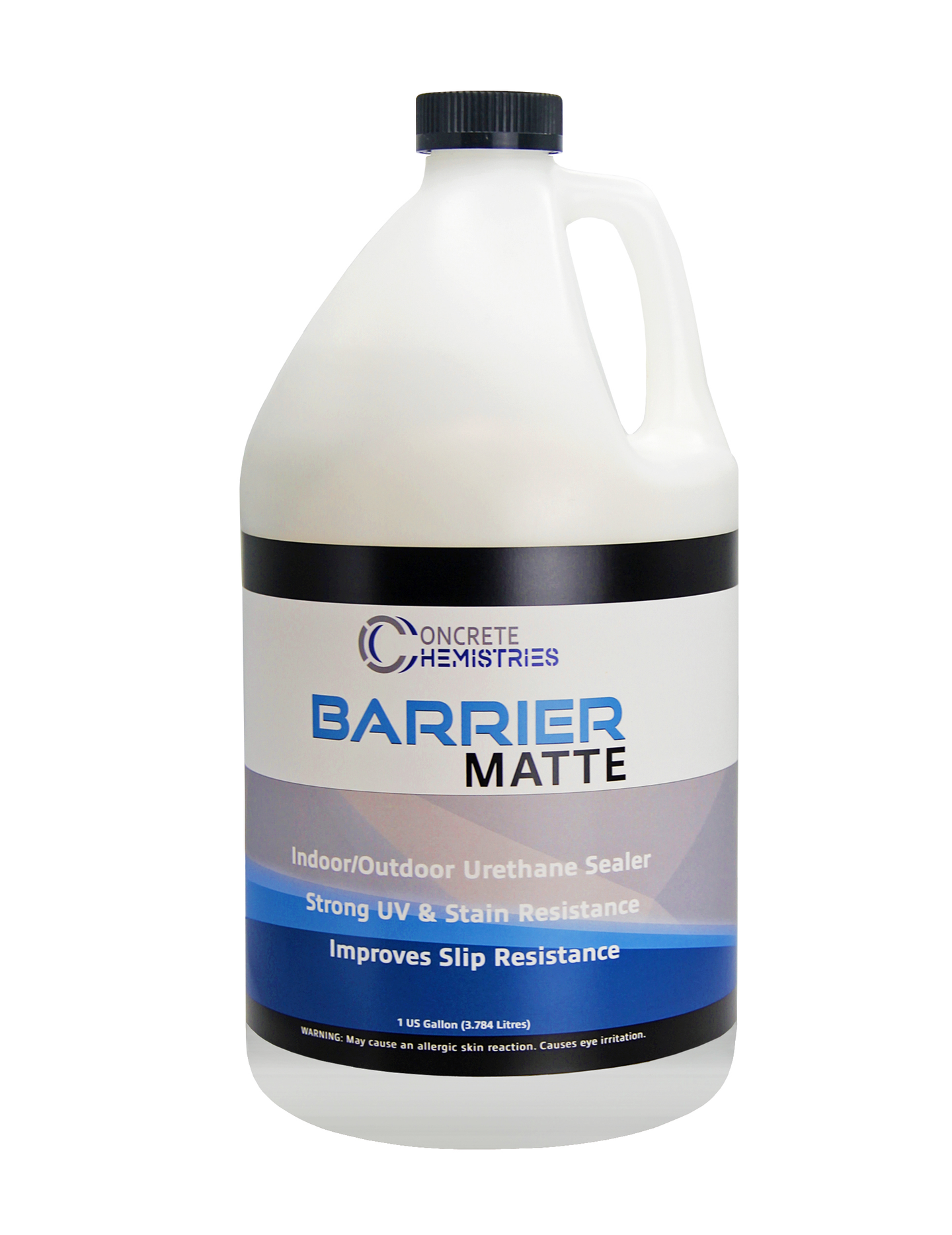 Gallon bottle of Concrete Chemistries Barrier Matte sealer 