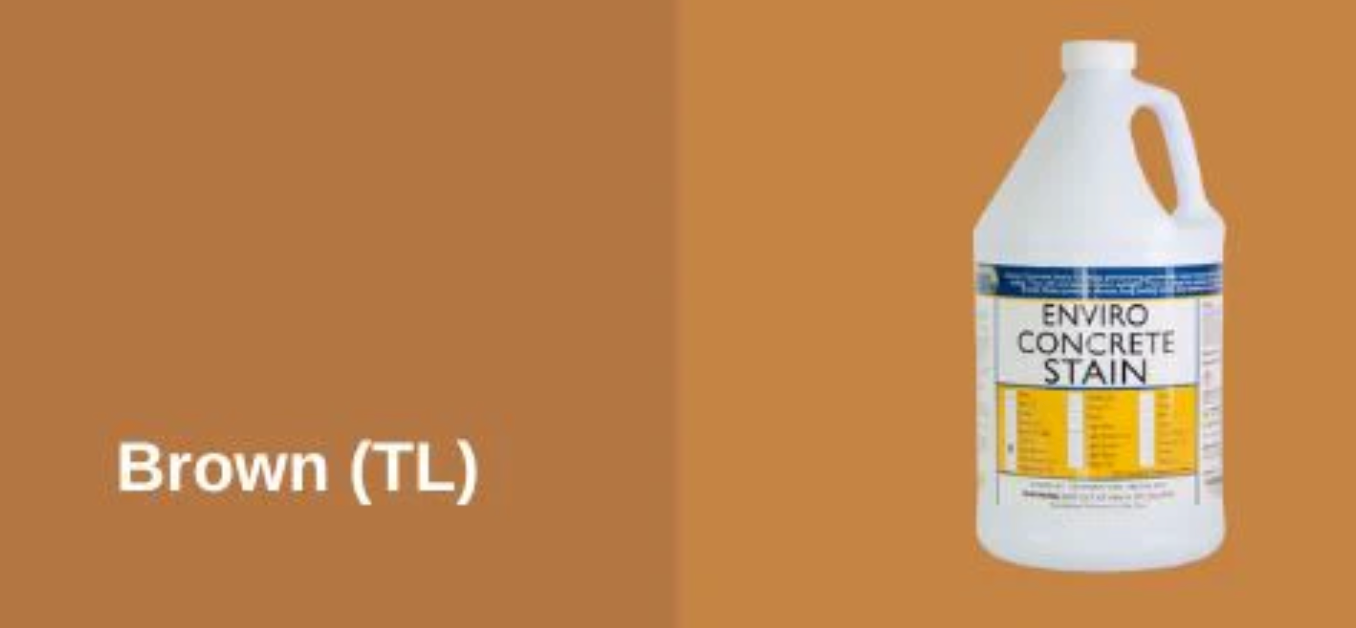 White bottle of Enviro Concrete Stain labeled Brown (TL)