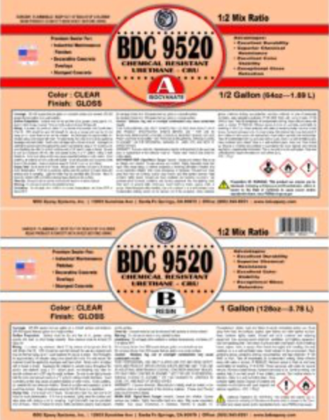 BDC Urethane 9520 CRU VOC Clear Gloss 1.5 Gallon