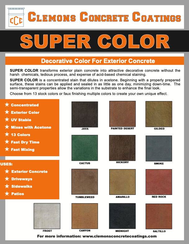 Clemons Super Color Exterior Acetone Color