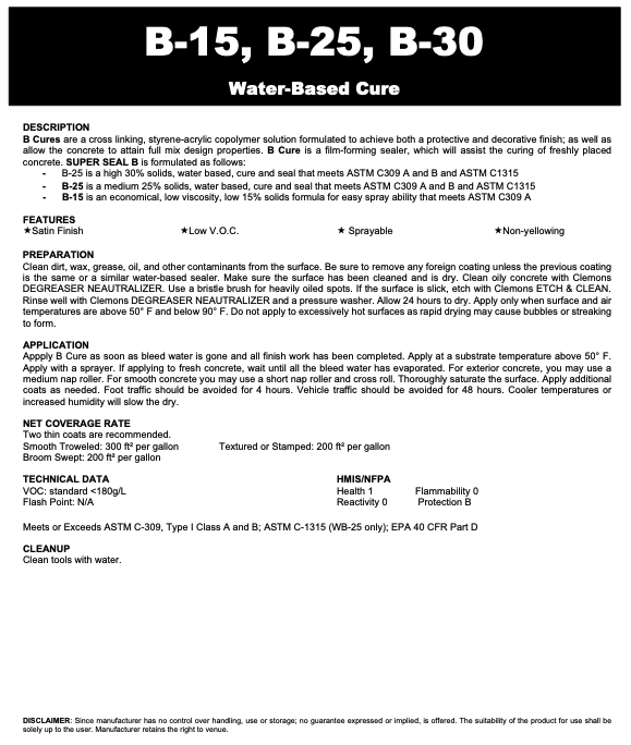 Clemons Water-Based Cure 5 Gallon
