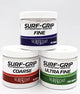 Three containers of Surf-Grip with different textures
