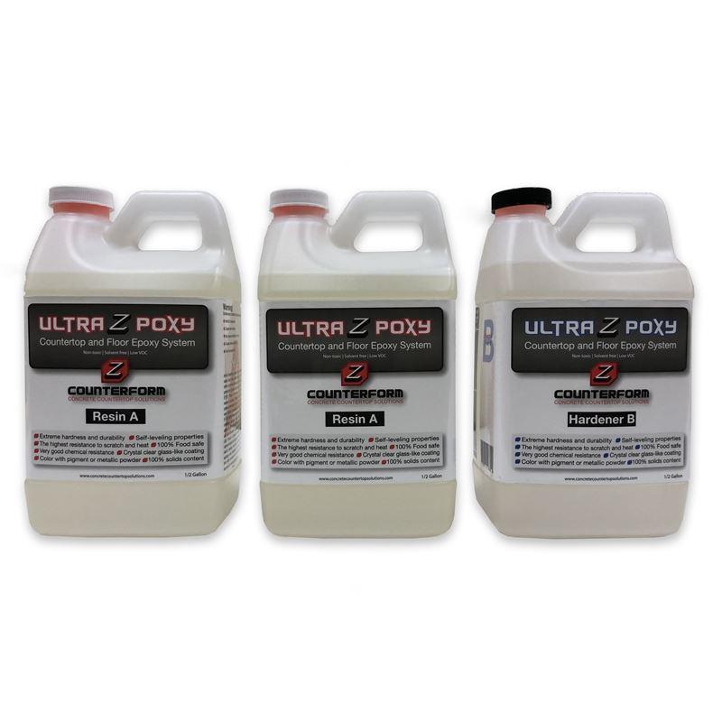 Three bottles of Ultra Z Poxy epoxy system 