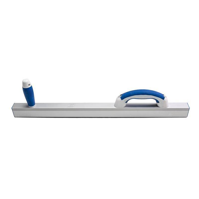 Metal trowel with blue handle